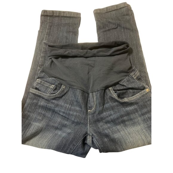 Oh Baby By Motherhood Maternity Jeans Dark Wash Denim Stretchy Panel Skinny Sz M - Picture 1 of 4